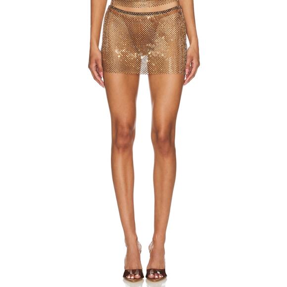 Cultnaked 'Stardust' Gold Polyester Skirt Size S NWT